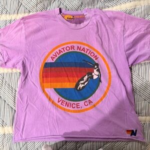 Aviator Nation Lavender Tee with Sunset Graphic